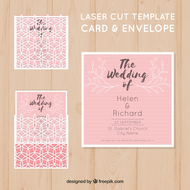 Pink laser cut template with envelope