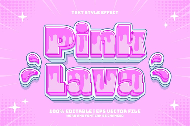 Pink lava 3d plat bewerkbaar teksteffect in cartoonstijl