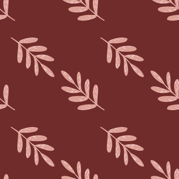 Pink leaves branches seamless pattern.