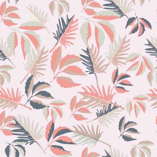 Pink leaves seamless pattern