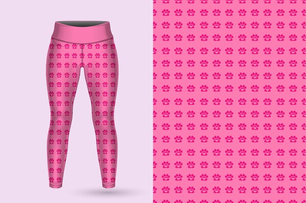 Vector a pink leggings with a pattern of a cat on it.