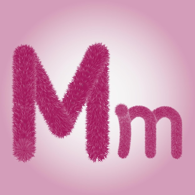 粉紅色的字母 m 與粉紅色背景的粉紅色字母 m