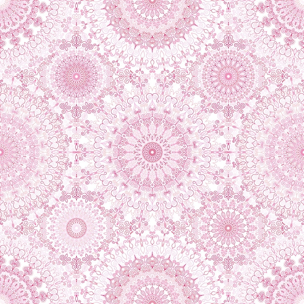 Pink line mandala pattern from round flower ornaments Seamless pink texture