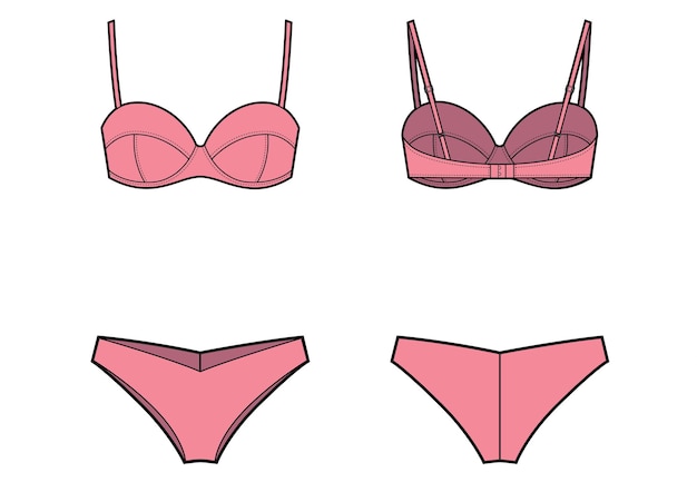 Schizzo di illustrazione vettoriale di lingerie rosa