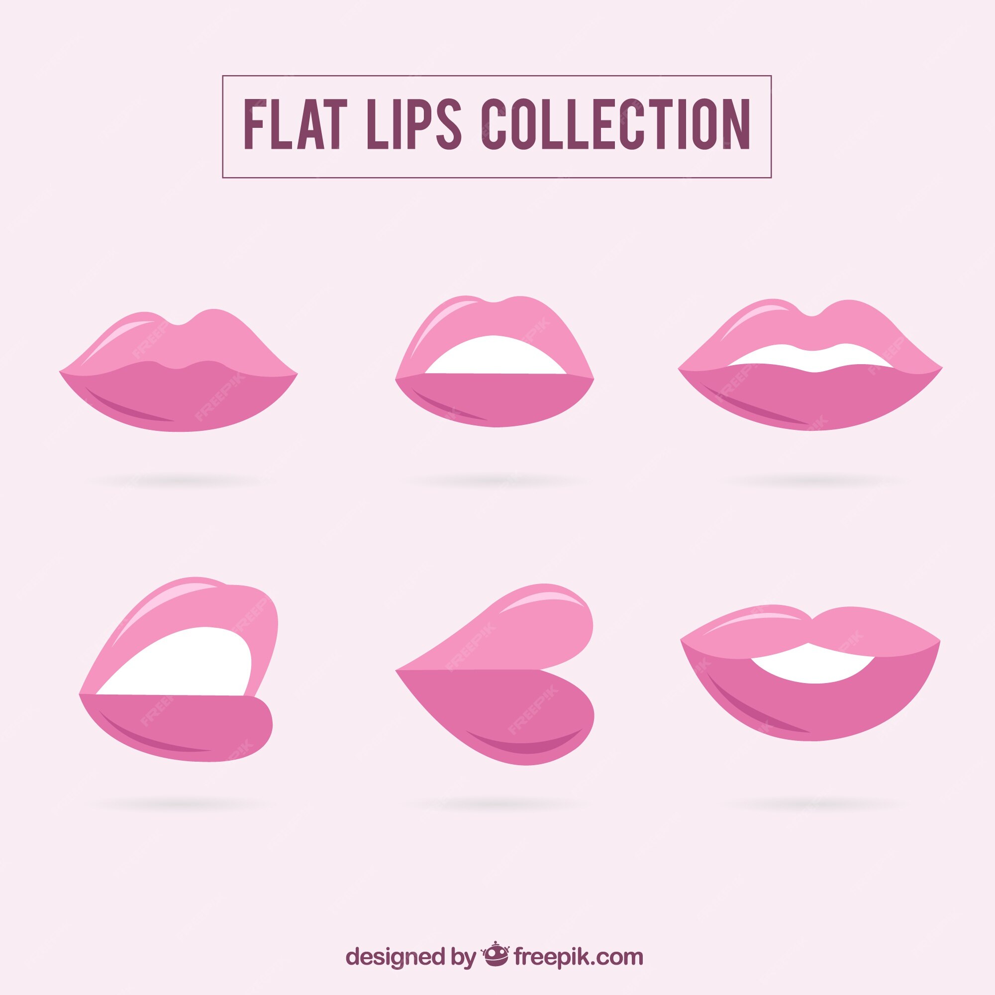 Premium Vector | Pink lip collection