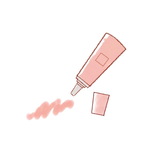 Pink lip. Cute and simple art style. On a white background.