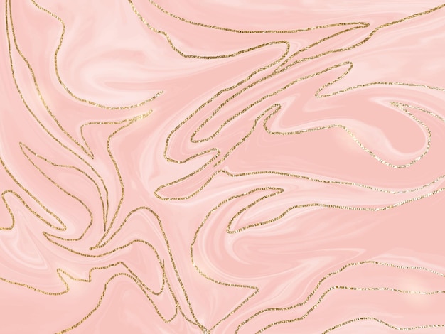 Вектор Розовый жидкий мраморный холст для рисования фона с золотым блеском