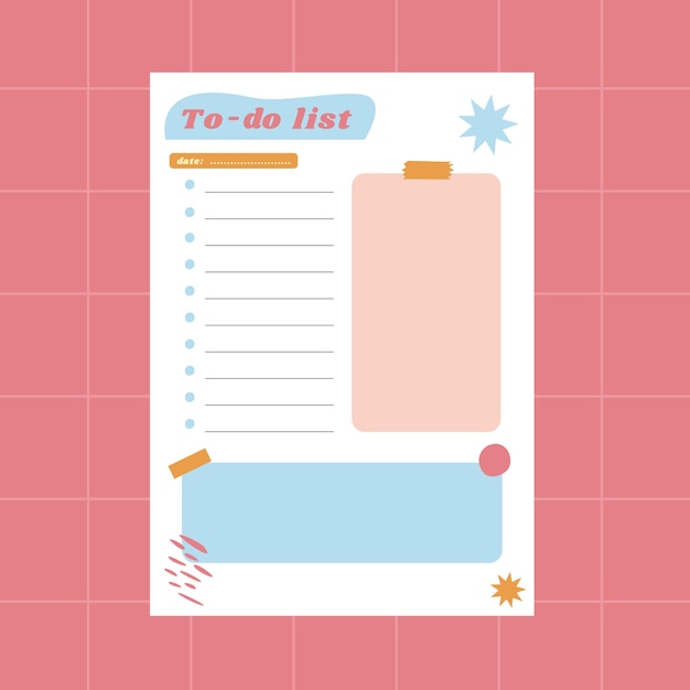 Vector pink to do list template