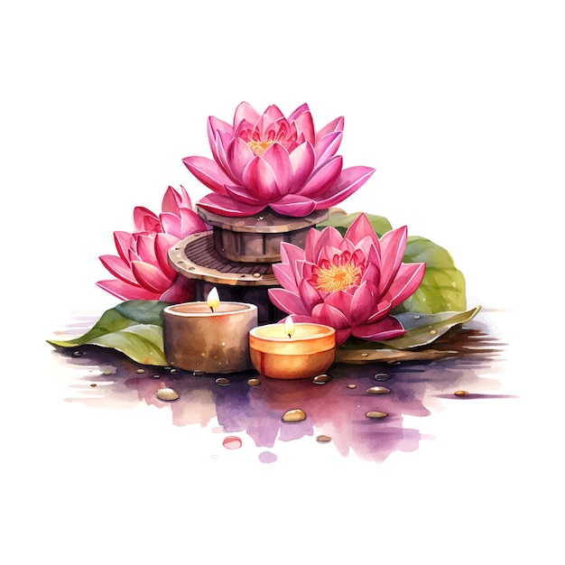 Pink lotus diwali watercolor for banner design