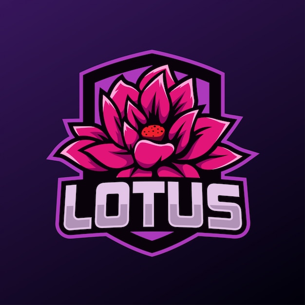 Pink lotus flower for sport and esports logo