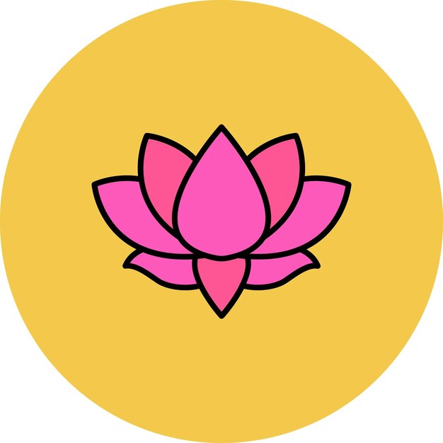 a pink lotus is drawn on a yellow background