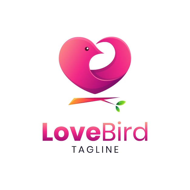 Vector pink love bird logo template