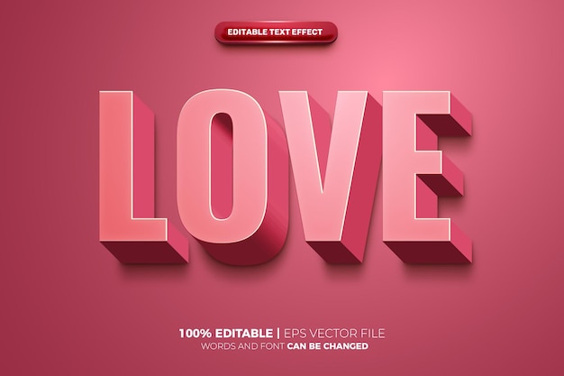 Effetto testo modificabile pink love bold 3d