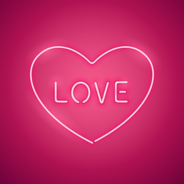 Pink love in the heart neon banner