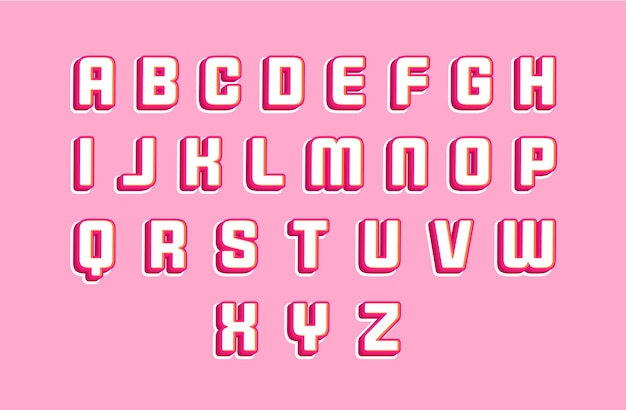 Pink love typography alphabet template vector