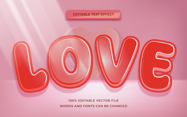 Vector pink love with sun rays text effect editable