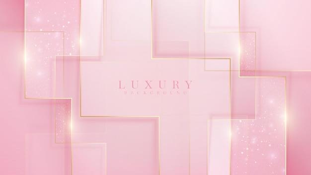 Pink luxury background with glitter gold lines, Modern cover design. Vector illustration.