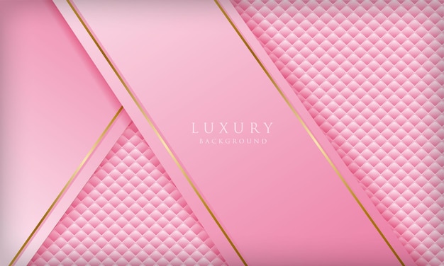 Vector pink luxury background with golden lines and geometric pattern modern cover design