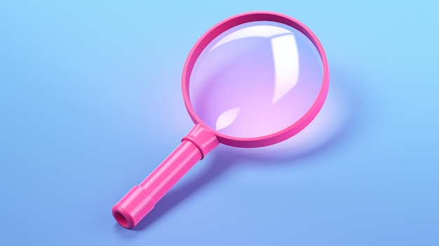 Vector a pink magnifying glass with a purple background