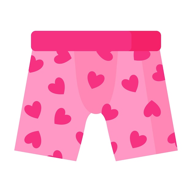 Pink Men boxer underpants with hearts. Fashion concept. Vector cartoon isolated illustration.