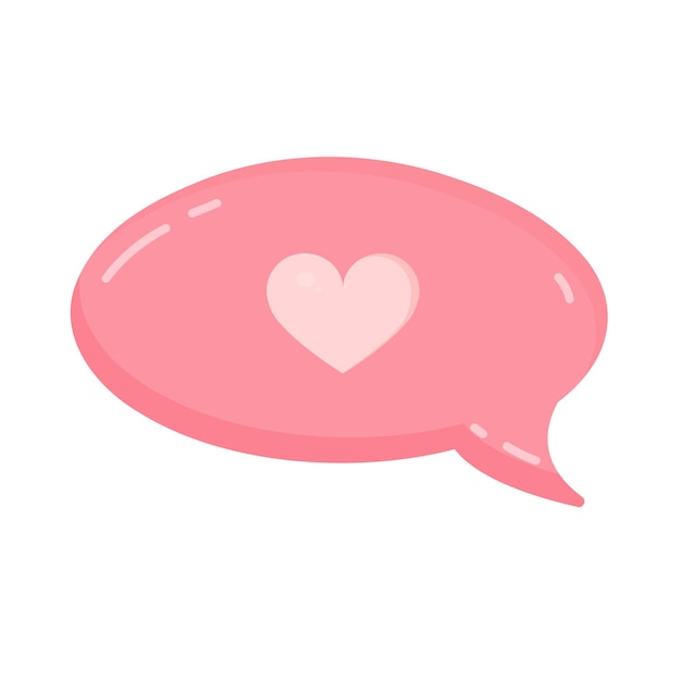 Pink message bubble with heart for postcard decor poster banner internet social networks
