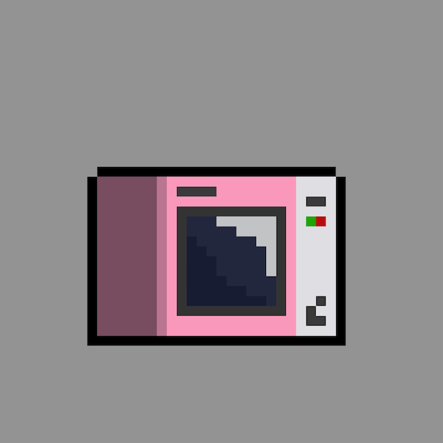 Vector pink microwave with pixel art style