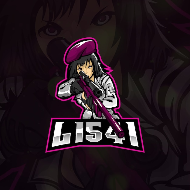 Vector pink military girls logo mascotte goed voor esport