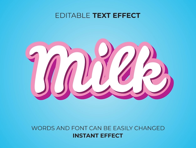 Pink milk text effect typography