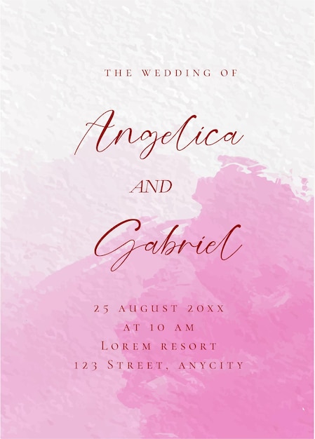 pink minimalist watercolor wedding card