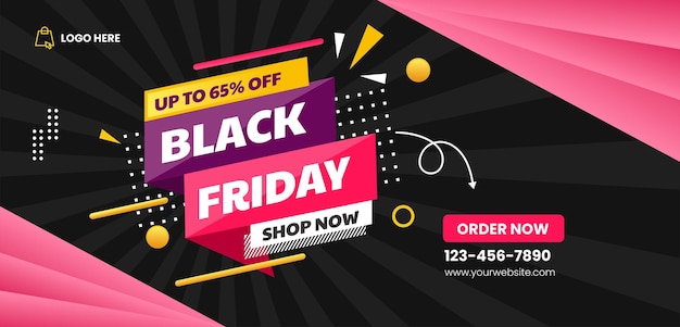 Pink Modern Black Friday Sale landscape Banner