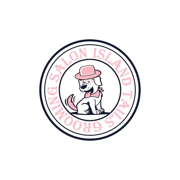 Vector a pink monogram logo with dog