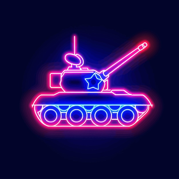 Pink neon tank vector