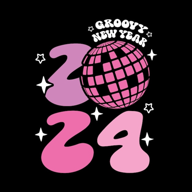 Вектор Розовый дизайн новогодней цитаты 2024 года