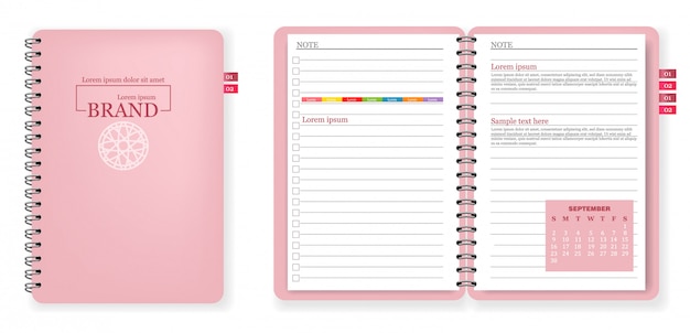 Vector pink note book collection