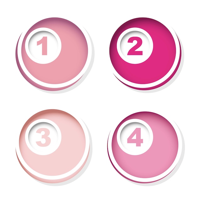 pink numbers over circles with shadow background 