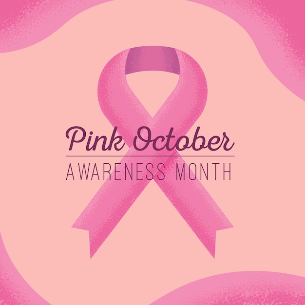 Vector pink october ribbon grainy breast cancer awareness month template