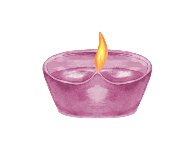 pink oil diwali diya lamp with burning flame watercolor abstract illustration holiday burning candle lamp for festivals and religious celebrations happy deepawali festival greeting cards
