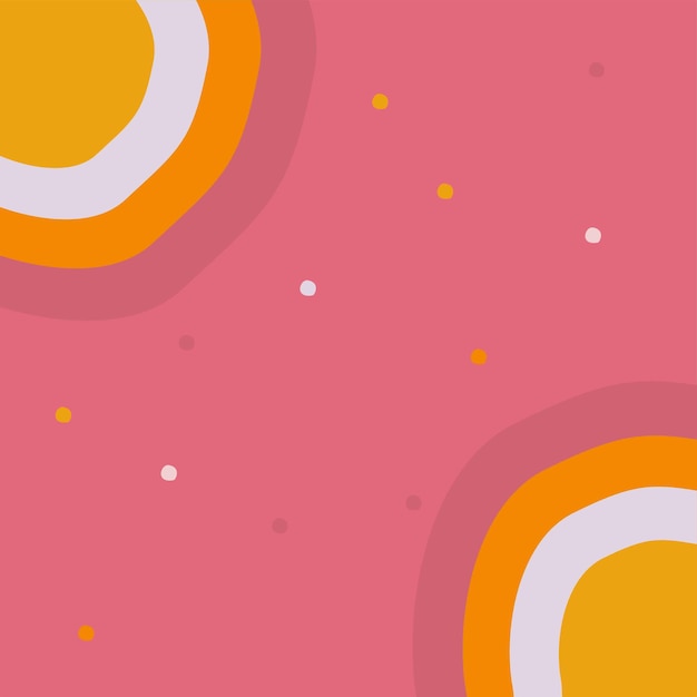 A pink and orange background with circles and the word's on it