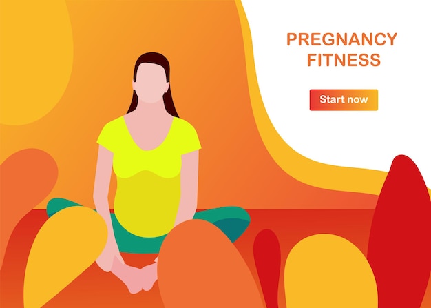 Vector pink orange banner for pregnant fitness sport and activity for pregnant woman