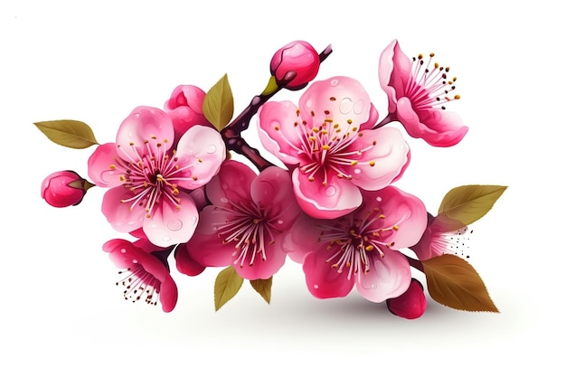 白地にピンクの蘭、束を咲かせる桜の花ベクトル イラスト