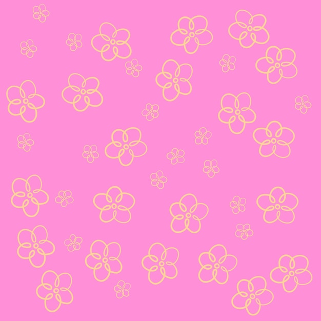 Pink outline cute flowers Dark pink background Fully editable Perfect for any customization