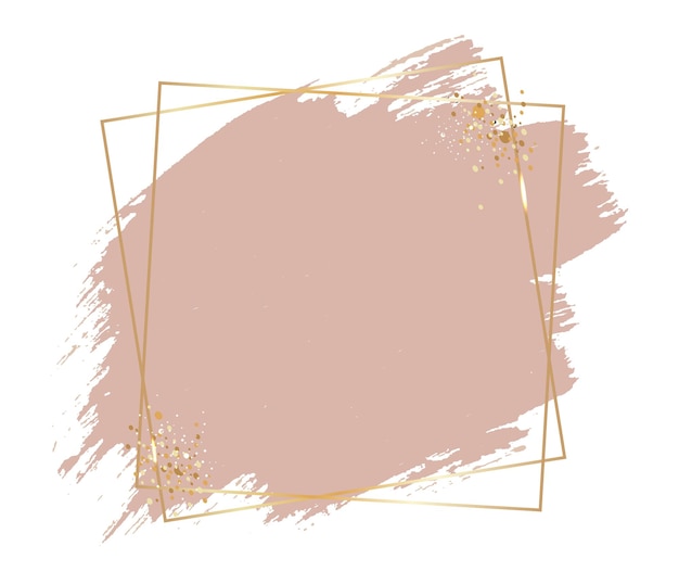 Vector pink paint with golden frame white background, vector illustration