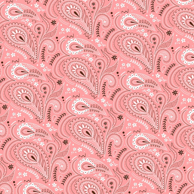 Vector pink paisley bandana pattern