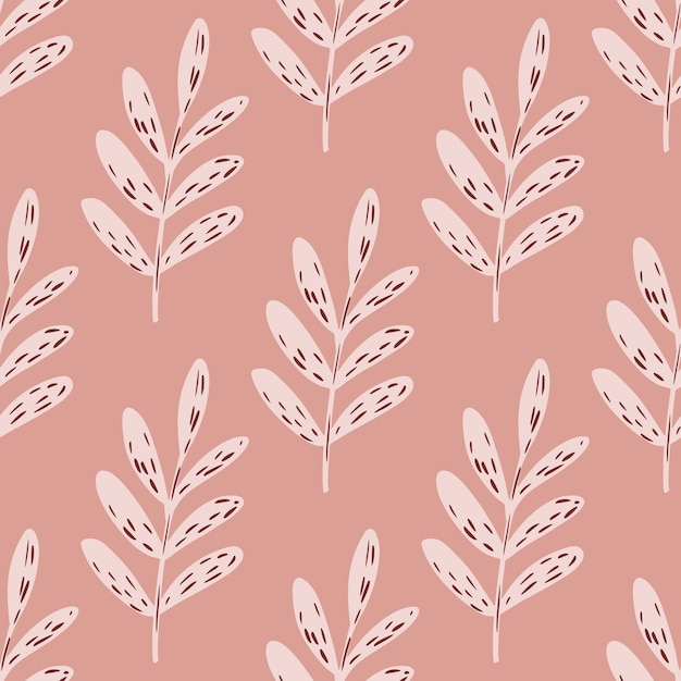 Vector pink palette seamless floral pattern with leaves branches.