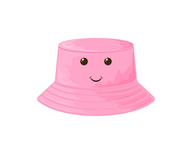 A pink panama hat cute panama hat with a cartoonstyle smile a smiling headdress vector illustration