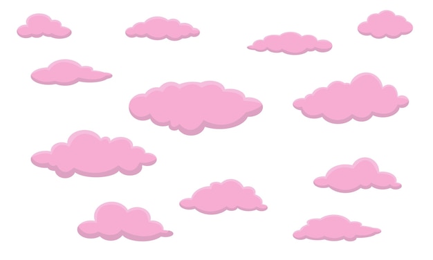 Vector pink paper clouds seamless border for valentines day