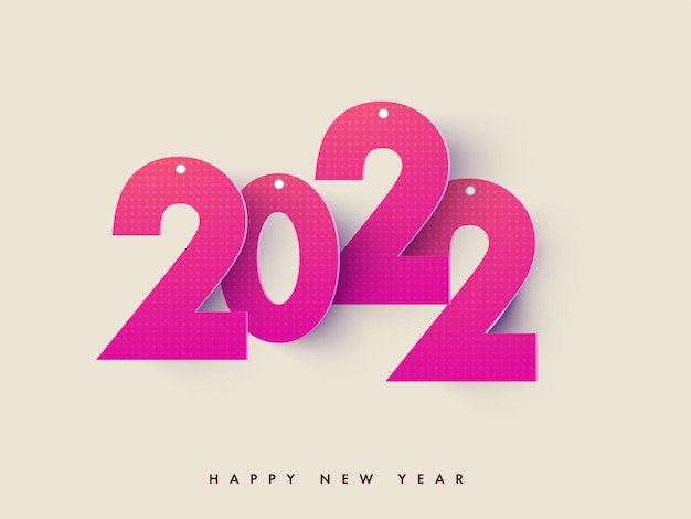 Розовый номер 2022 вырезать из бумаги с рисунком ромб на бежевом фоне для концепции с новым годом.
