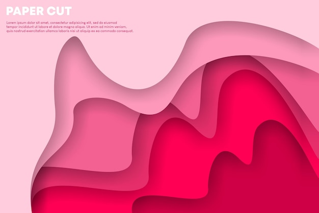 3d抽象的な背景とピンクの波のレイヤーとピンクの紙カットバナー