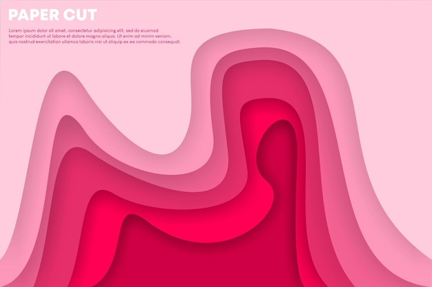 3d抽象的な背景とピンクの波のレイヤーとピンクの紙カットバナー