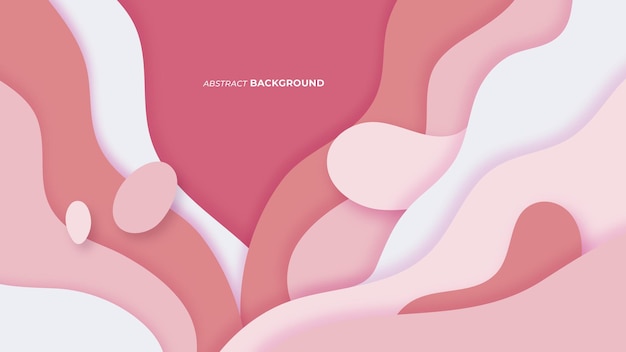 ピンクのパステル 3D 抽象的な紙のスタイルの背景 紙のカット スタイルのデザイン グラディエントの層 波の形状の背景